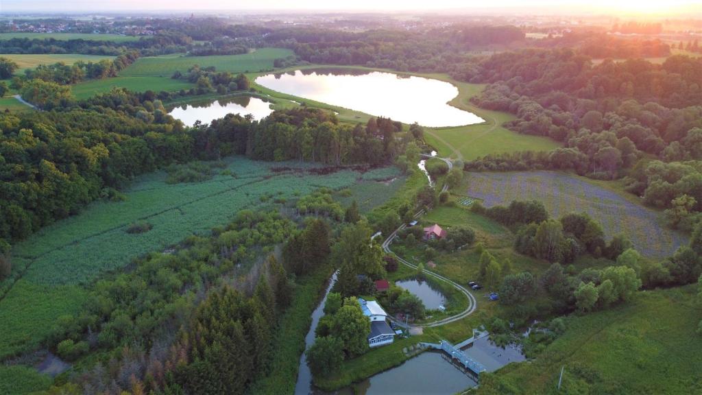 domek pod lasem Pasłęk widok z lotu ptaka